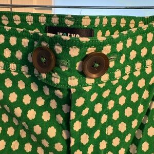 Maeve Green and White Patterned Wide Leg Pants